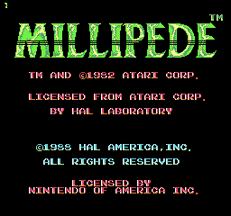 Millipede (USA) Title Screen
